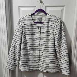 Laura Plus Size  Women's Textured Blazer Size 22 - Black and White Office Career
